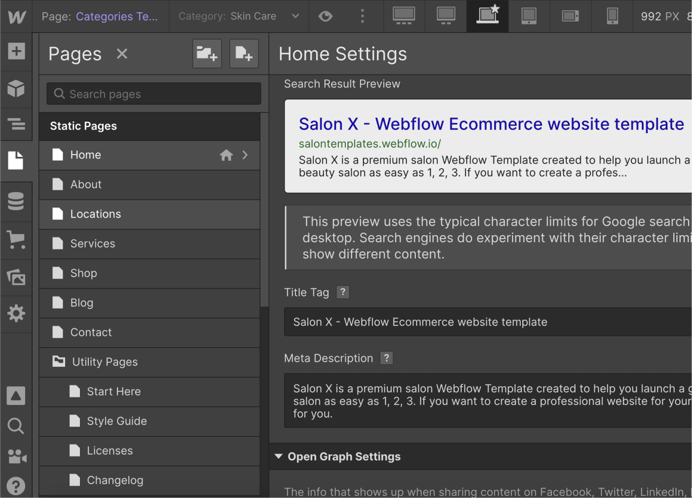 SEO - Salon X Webflow Template